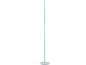 Witte, slanke vloerlamp met groen licht.