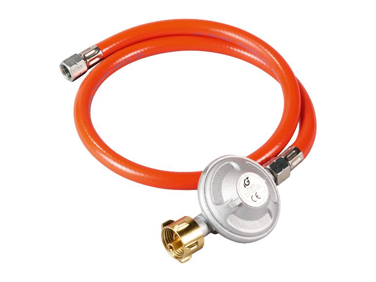 Oranje gasslang met regelaar voor propaan/butaan, 50 mbar, EN16129/EN12864.