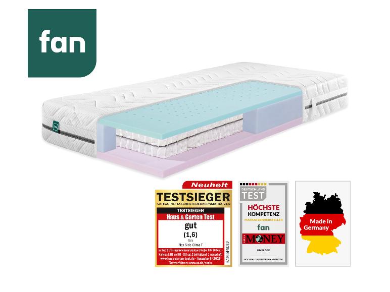 fan Flex Side Clima T matras met Testsieger-onderscheidingen en Made in Germany.