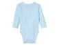 Lichtblauwe baby romper met lange mouwen.
