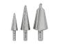 Drie conische boren met verschillende diameters.