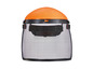 Een oranje Parkside veiligheidsbril met een gaasmasker.