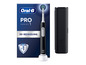 Een zwarte Oral-B Pro Series 1 elektrische tandenborstel met oplader en reishoes.