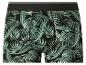 Herenboxershorts met een zwarte tailleband en groene palmbladprint.