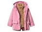 Roze parka met bruine imitatiebont voering
