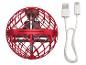 Rode vliegende bal met propellers en witte USB-oplaadkabel