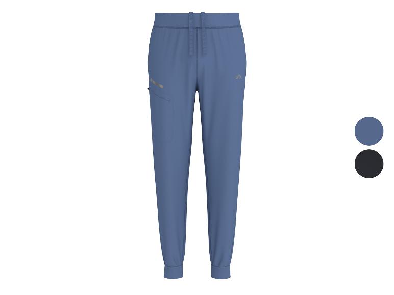 Blauwe heren joggingbroek met zijzak en klein logo, met kleuropties.