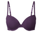 Een paarse bh met gladde cups en verstelbare bandjes.