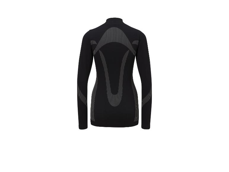 Zwart sportshirt met lange mouwen en grijze details, achteraanzicht.