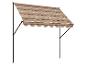 Gestreept zonnescherm met geschulpte rand en steunpalen