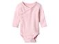 Roze babyromper met lange mouwen en overslagsluiting
