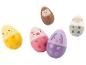Dieren-eier speelgoed: kuiken, varken, konijn en schaap.