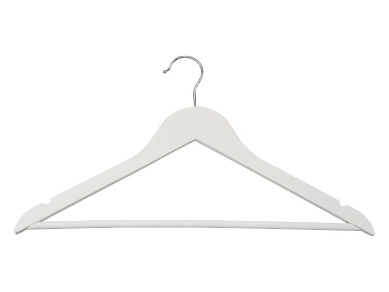 Witte houten kledinghanger met metalen haak