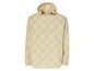 Beige jack met capuchon met een all-over print van het Lidl-logo.