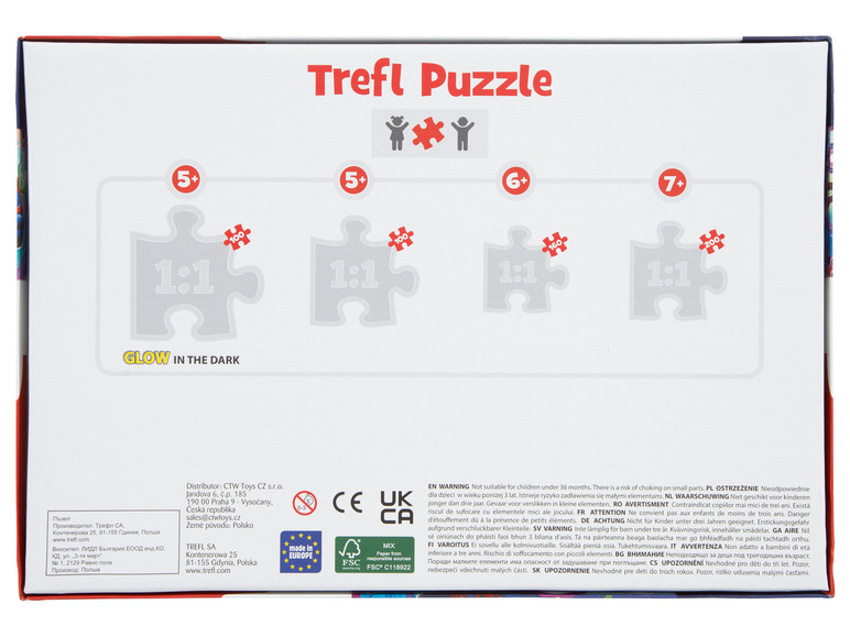 Trefl puzzel voor kinderen vanaf 5 jaar, 100, 160 en 200 stukjes, glow-in-the-dark.