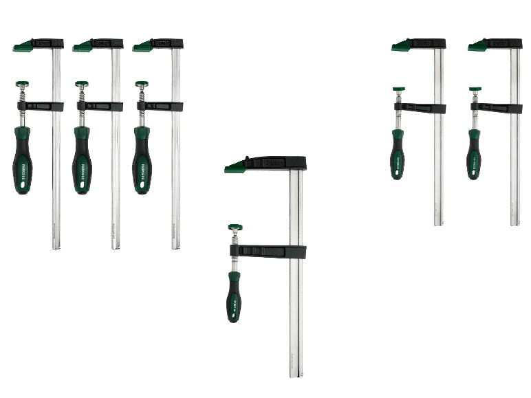 Set van zes Parkside klemmen.
