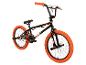 Zwarte Rude BMX-fiets met oranje banden en handvatten.