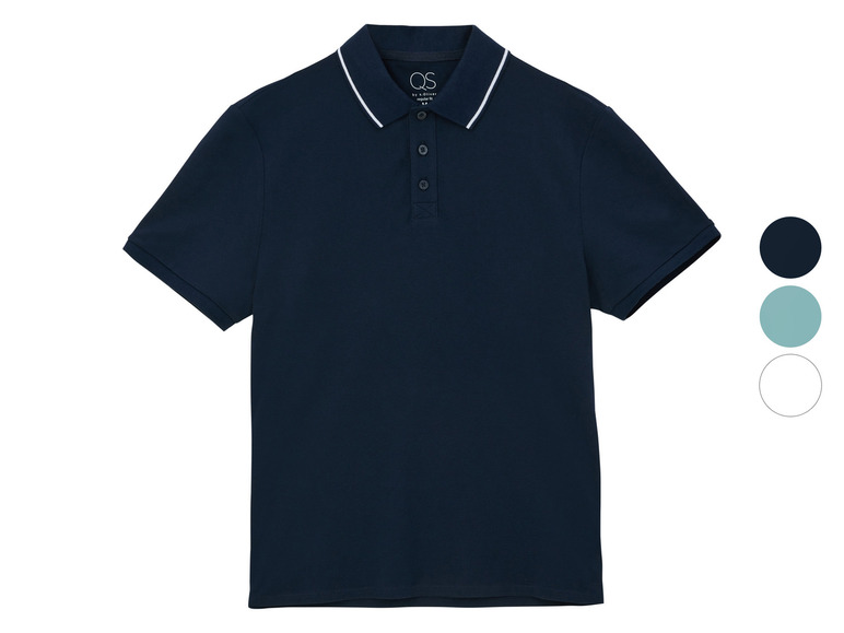 Een donkerblauwe poloshirt van s.Oliver met witte details.