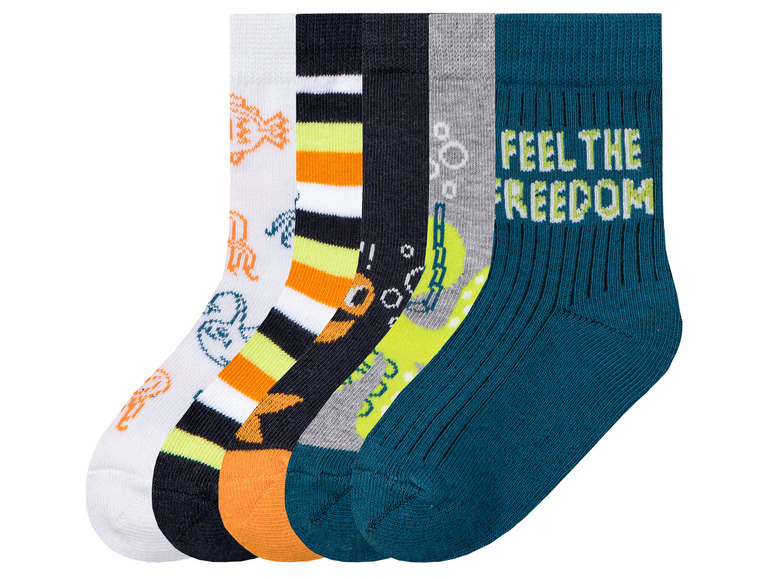 lupilu 5 paar jongens sokken (23-26, Grijs-wit-donkerblauw)