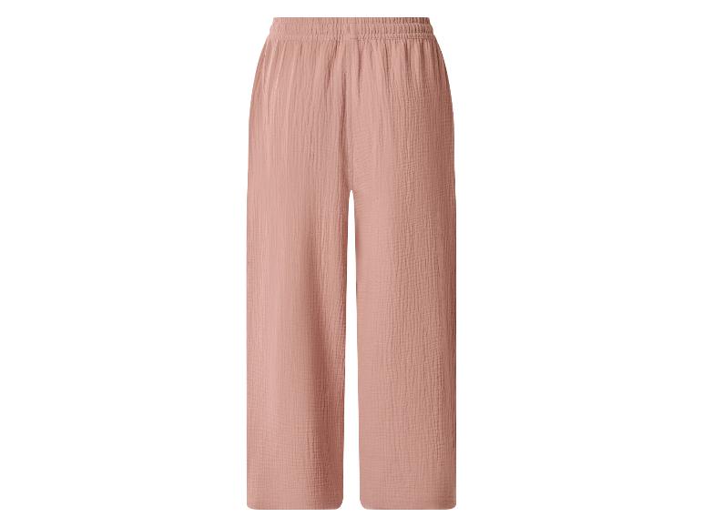 Roze gekreukelde wide-leg broek met elastische tailleband