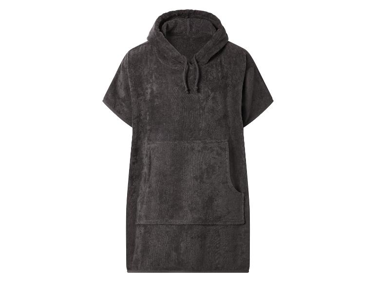 Donkergrijze handdoekponcho met capuchon en zak