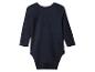 Donkerblauwe babybody met lange mouwen en ronde hals.
