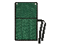 Groene gereedschapsrol met vakken en sluitlinten.
