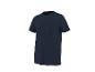 Donkerblauw heren T-shirt met korte mouwen en borstzak.