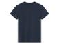 Donkerblauw t-shirt met korte mouwen.
