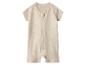 Beige baby romper met korte mouwen en rits