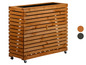 Houten plantenbak met wielen, geschikt voor binnen en buiten.