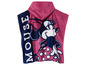 Een roze badjas met capuchon met een afbeelding van Minnie Mouse