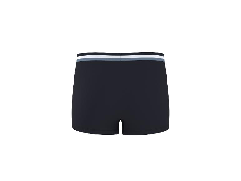 Donkerblauwe boxershort met witte en grijze tailleband.