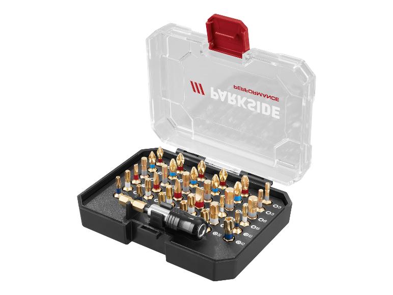 Parkside schroevendraaierset: diverse gouden bits.