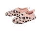 Gebreide babyschoentjes met roze en zwarte luipaardprint