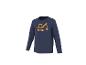 Donkerblauw shirt met lange mouwen en gele graafmachineprint