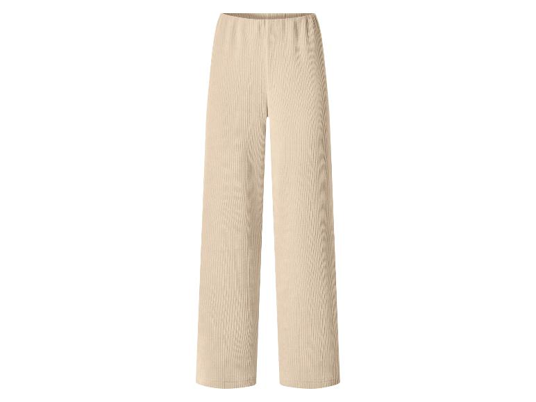 Beige geribbelde broek met wijde pijpen
