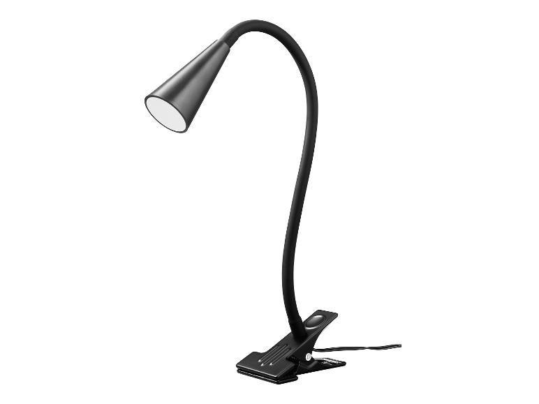 Zwarte LED-bureaulamp met flexibele arm en klem
