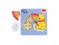 Winnie de Poeh houten puzzel met regenboog, wolk en Trefl-logo.