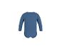Blauwe romper met lange mouwen voor baby's, achteraanzicht.