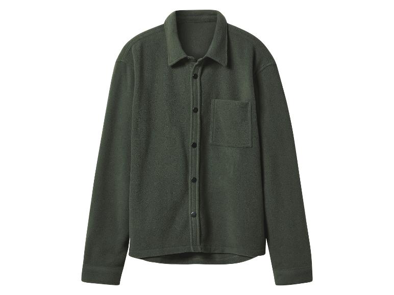 Donkergroen fleecejack met knopen en borstzak
