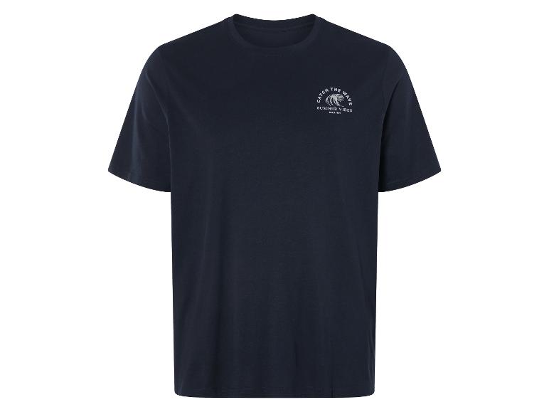 Donkerblauw t-shirt met "Catch the Wave" logo.