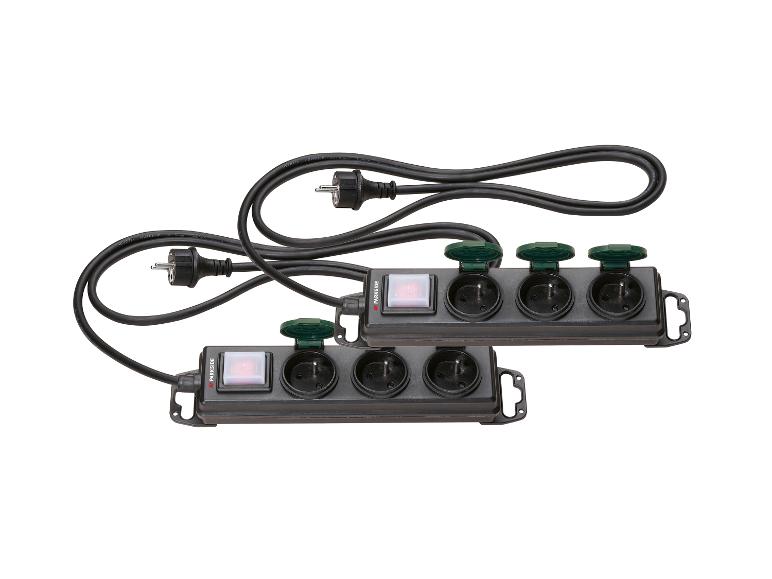 Twee Parkside stekkerdozen met schakelaar en kinderveiligheid.