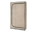 Beige kledingkast met zwarte randen en rits.