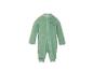 Groene fluwelen baby romper met dinosaurusmotief en knoopsluiting aan de voorkant