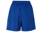 Blauwe korte broek met elastische tailleband.