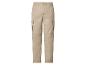 Beige cargobroek met elastische tailleband en zijzakken.