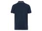 Donkerblauw poloshirt met contrasterende kraag.