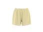 Lichtgele sportshorts met witte streepdetails aan de zoom.