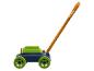 Speelgoed grasmaaier voor kinderen, blauw en groen design.